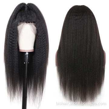 Yaki  Straight Real Human Hair Wig For Women13x4 Yaki Lace Front Wig Real Human Hair  180% Density Full Lace Front Wig